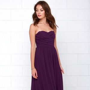 Lulu’s floor length strapless dress.
